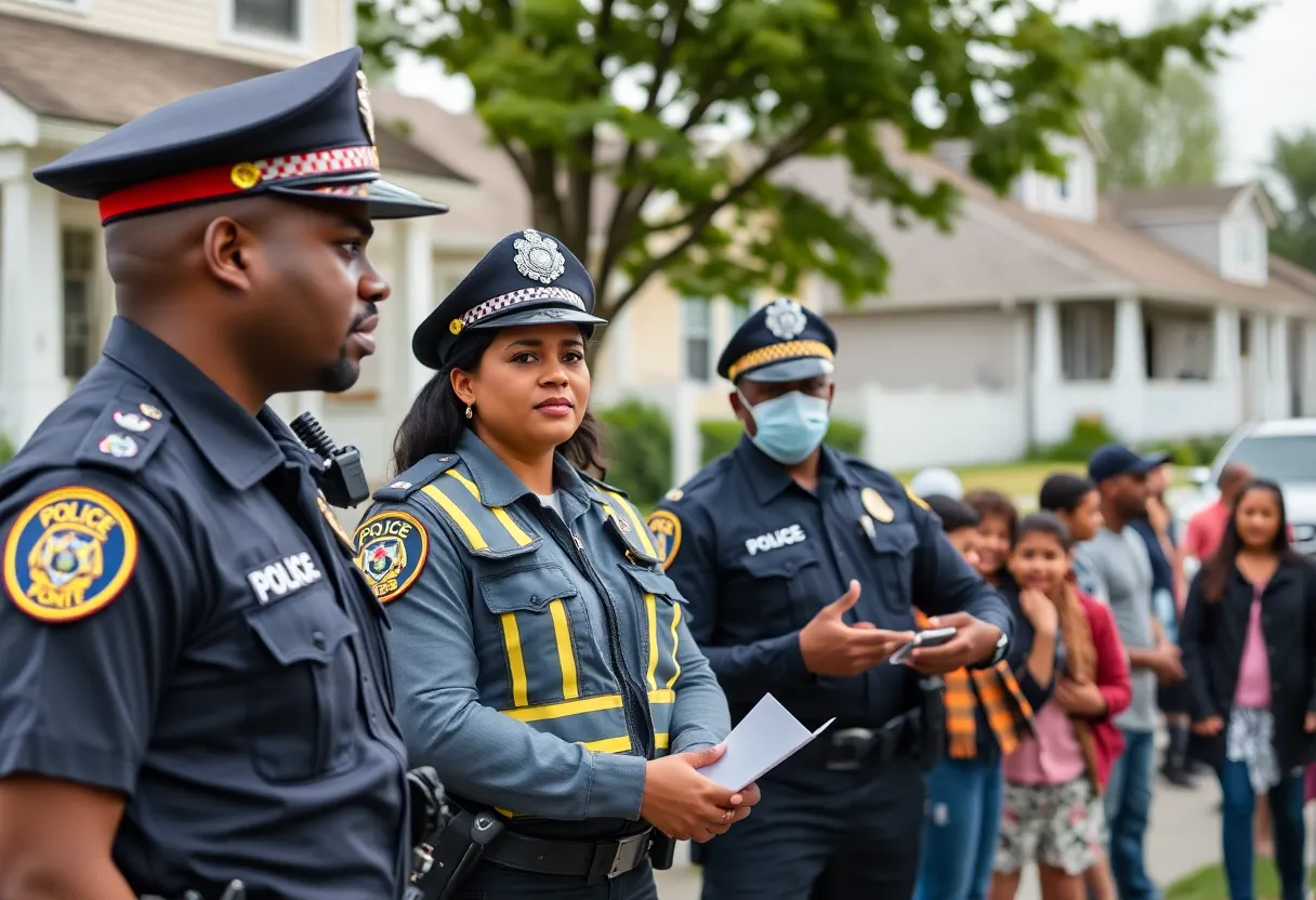 Police officers interacting with the community in Shreveport